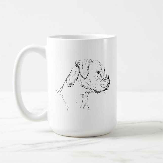 Boxer Hund Mugg – Handritad Bläck Hund Kaffe Mugg (Vänster)