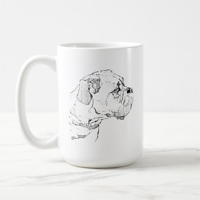Boxer Hund Mugg – Handritad Bläck Hund Kaffe Mugg (Vänster)
