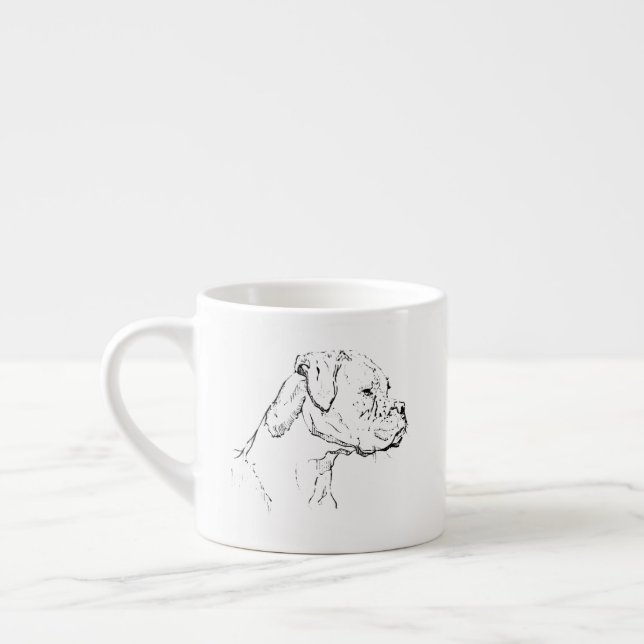 Boxer Hund Mugg – Handritad Bläck Hund Kaffe Mugg Espressomugg (Vänster)