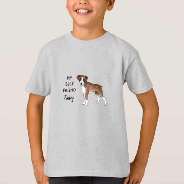 Boxer Hund My Best Friend Anpassningsbar Pet Namn  T Shirt (Framsida)