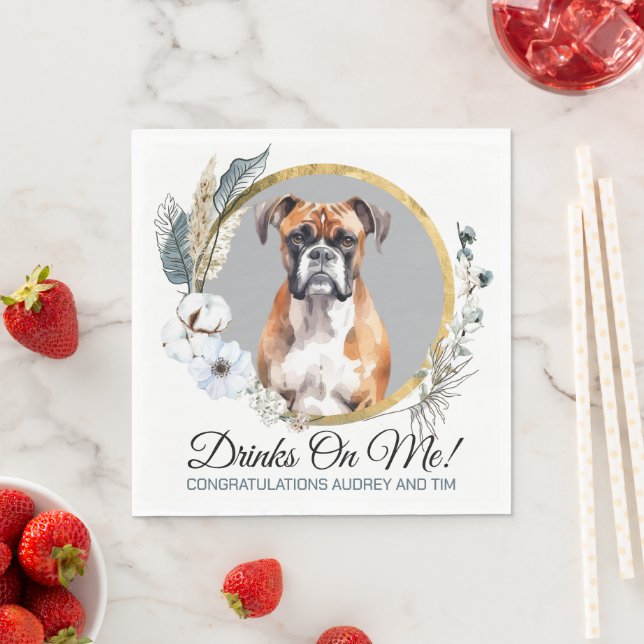 Boxer Hund Napkins with Hundar Photo Pappersservett (Insitu)