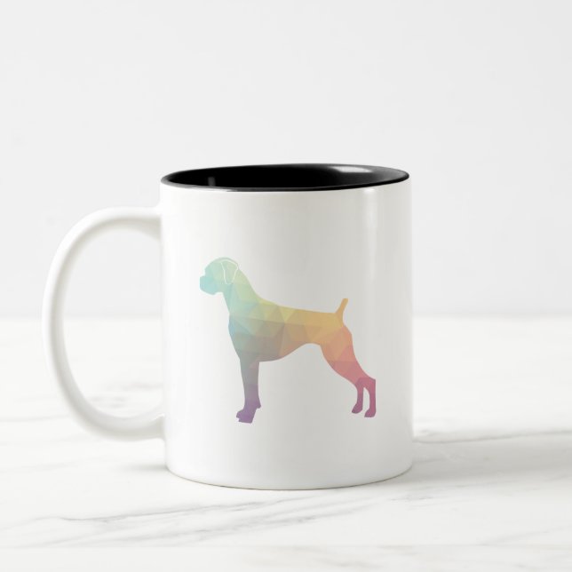 Boxer Hund Natural Öron Geo Silhouette Pastel Två-Tonad Mugg (Vänster)