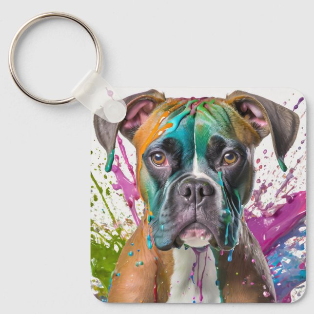 Boxer Hund Nyckelring (Framsida)