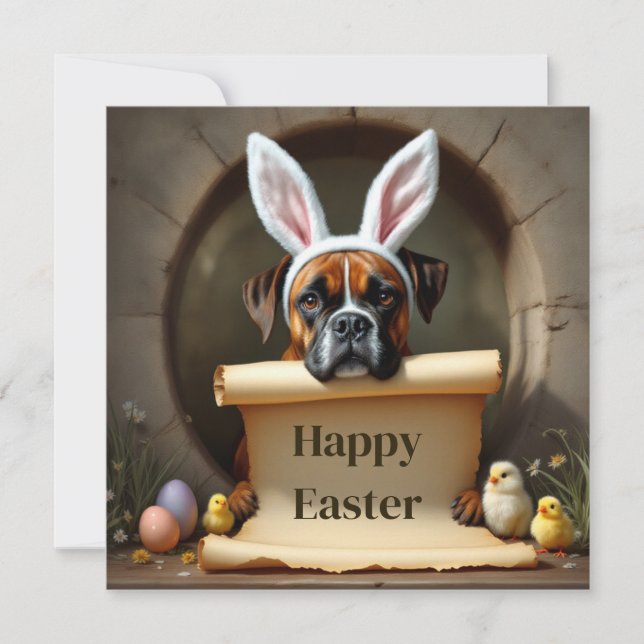 Boxer-hund och meddelandet julkort (Framsida)