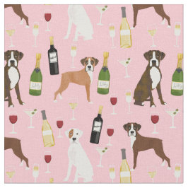 Boxer Hund och vin rosa Tyg