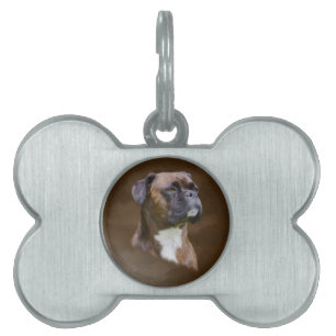 Boxer Hund Oljemålning Art Porträtt Namnbricka Husdjur