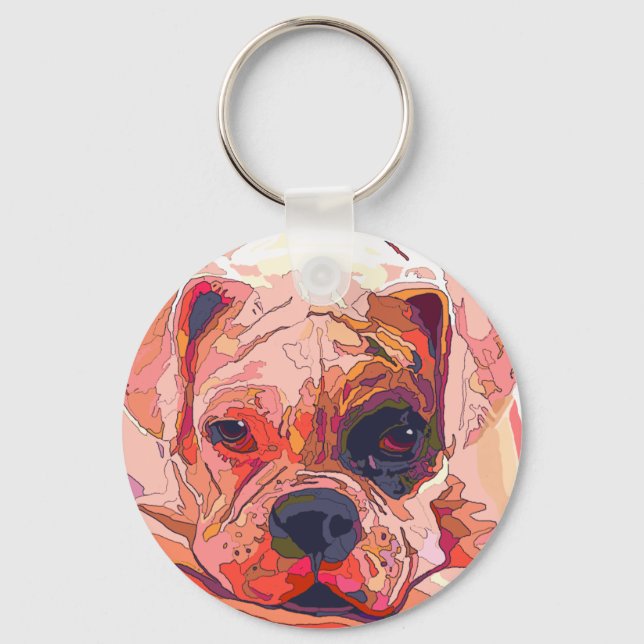 Boxer Hund Painting i Dazzling Färg Nyckelring (Framsida)