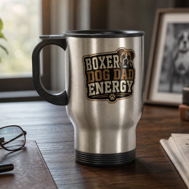 Boxer Hund Pappa Energi Isolerad Tumbler Resemugg (Boxer Dog Dad Energy Travel Mug)