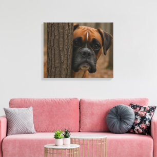 Boxer Hund Peek a Boo Canvastryck