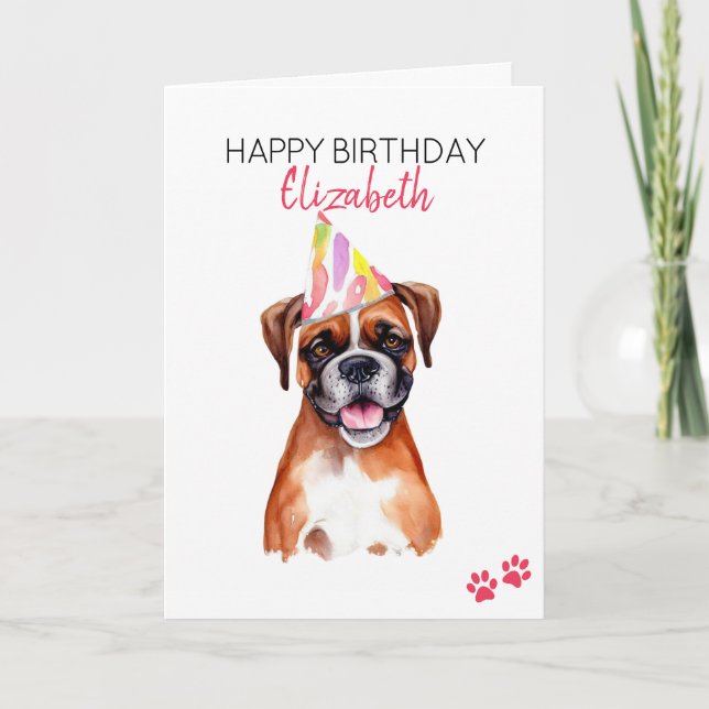 Boxer Hund Personlig Grattis på födelsedagen Kort (Framsida)