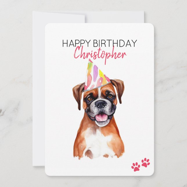 Boxer Hund Personlig Grattis på födelsedagen Kort (Framsida)