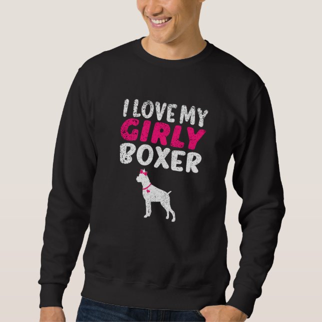 Boxer Hund Pet Funny Girl Hund Gender Reveal Lång Ärmad Tröja (Framsida)