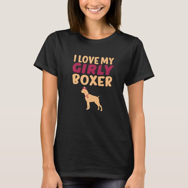 Boxer Hund Pet Funny Girl Hund Gender Reveal T Shirt (Framsida)