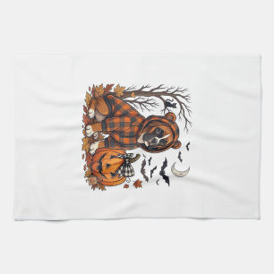 Boxer Hund Plaid Tröja Halloween Pumpa Fladdermöss Kökshandduk