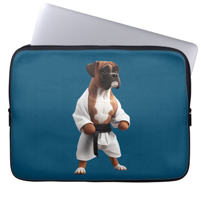 Boxer Hund Play Karate, Boxer Hund Karate Player Laptop Fodral (Framsidan)