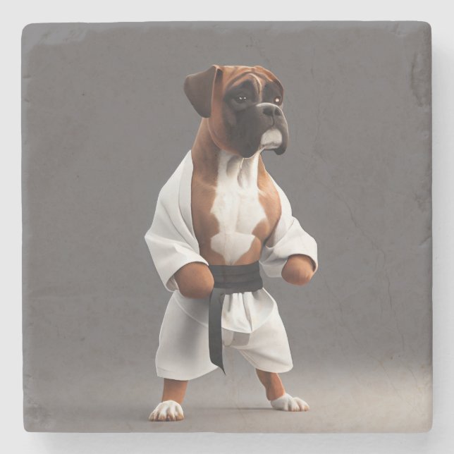 Boxer Hund Play Karate, Boxer Hund Karate Player Stenunderlägg (Framsidan)