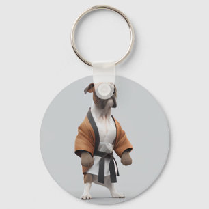 Boxer Hund Play Karate, Karate Champion Boxer Hund Nyckelring