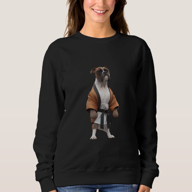 Boxer Hund Play Karate, Karate Champion Boxer Hund T Shirt (Framsida)