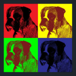 Boxer Hund Pop Art Stil Poster<br><div class="desc">En djärvare utformning av boxerhuvudets utskrift i hundar i berömd PopArt stil.</div>
