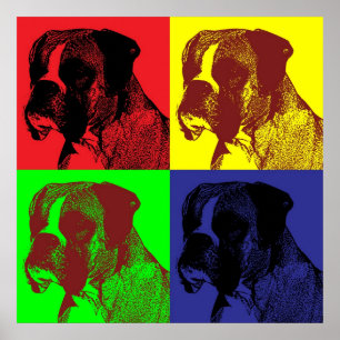 Boxer Hund Pop Art Stil Poster
