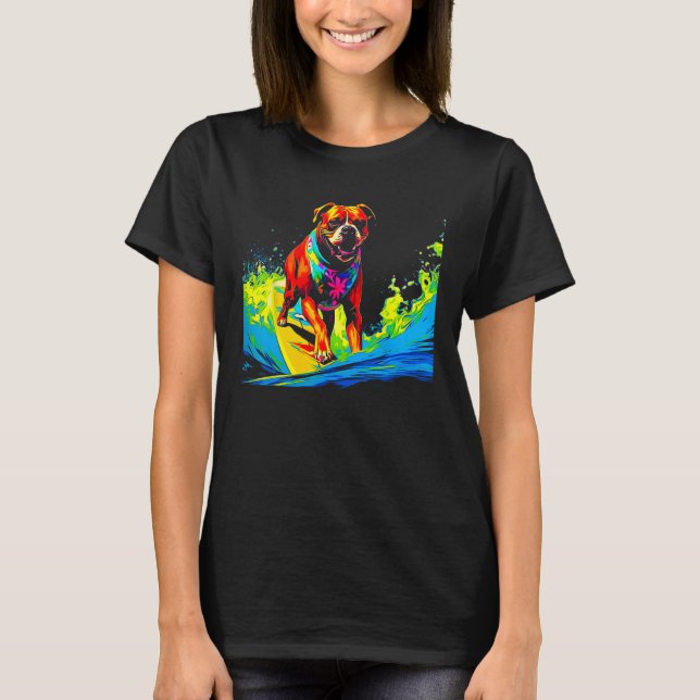 Boxer Hund Pop Surf T Shirt (Framsida)
