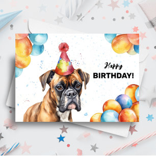 Boxer Hund Porträtt Cute Pet Party Grattis på föde Kort