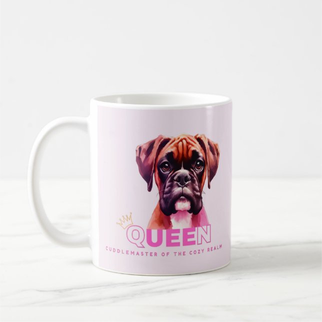Boxer Hund: Queen Cuddle Master Kaffemugg (Vänster)