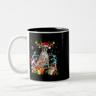 Boxer Hund Reindeer Julgran Ljus Pajama Xm Två-Tonad Mugg