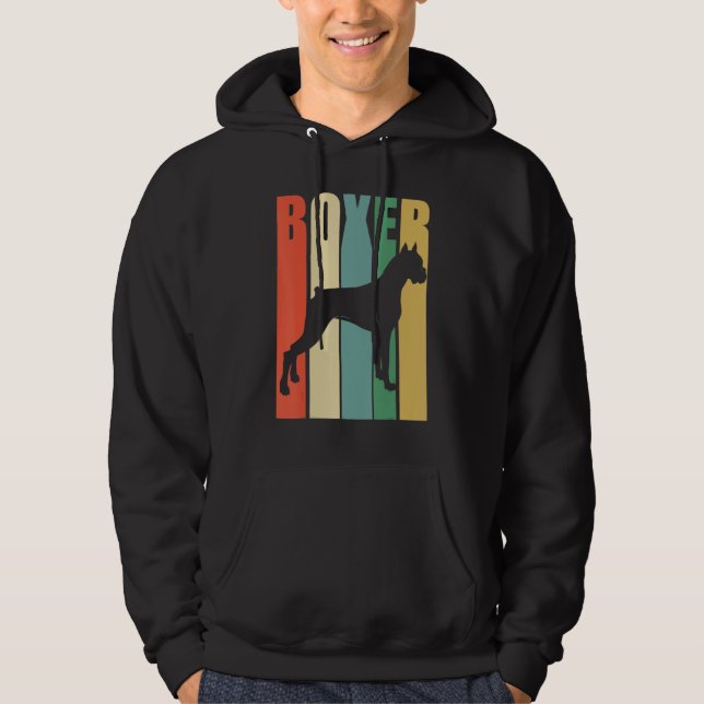 Boxer Hund Retro Hoodie (Framsida)