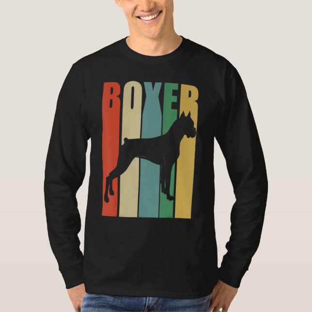 Boxer Hund Retro T Shirt (Framsida)