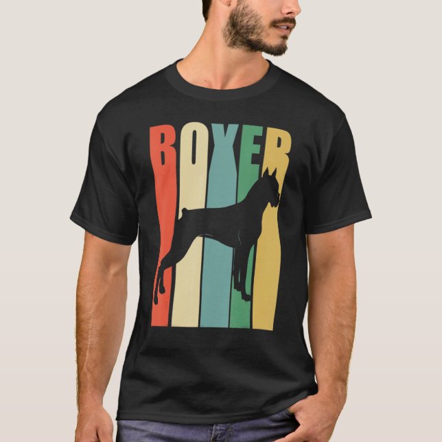 Boxer Hund Retro T Shirt (Framsida)