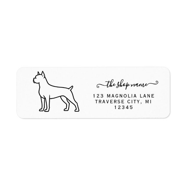 Boxer hund returadress etiketter (Framsidan)
