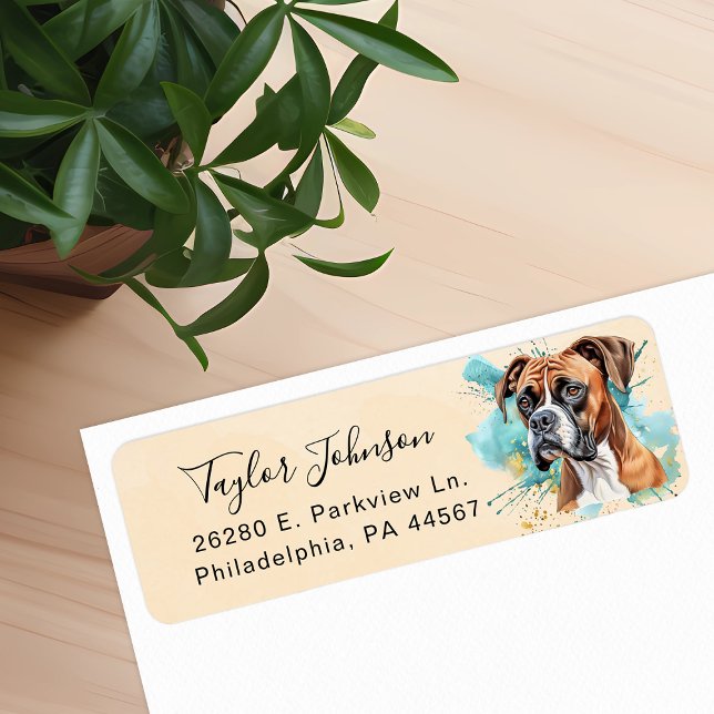 Boxer Hund Returadressetikett Returadress Etikett (Skapare uppladdad)