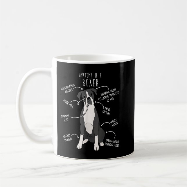 Boxer Hund Reverse Brindle Seal Anatomy Funny Cute Kaffemugg (Vänster)