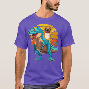Boxer Hund Riding Dinosaur T Rex Boys Girls Retro Shirt