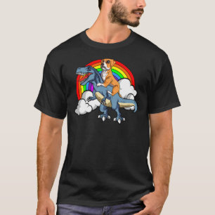 Boxer Hund Riding Dinosaur Trex German Deutscher F T Shirt