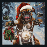 Boxer Hund Riding Motorcykel jul Poster<br><div class="desc">Fira julhelgen med en lekfull och unik design som ger en hund som kör motorcykel. Jultemat fångar glädjen och upphetsningen av festligheterna och blandar äventyr trill med helgdag värme. Perfekt för att lägga till en viskartad beröring till din säsong-dekoration.</div>