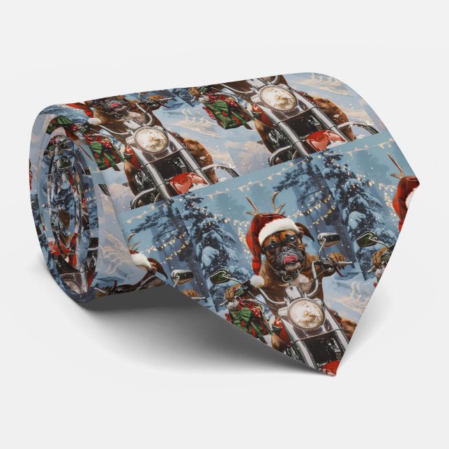 Boxer Hund Riding Motorcykel jul Slips (Rullad)