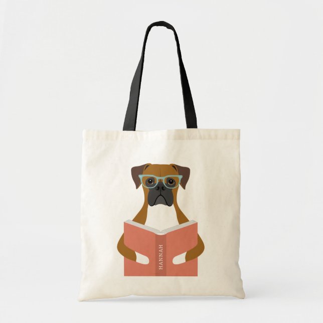 Boxer Hund Rosa Cirkeln Handväskor Tygkasse (Framsidan)