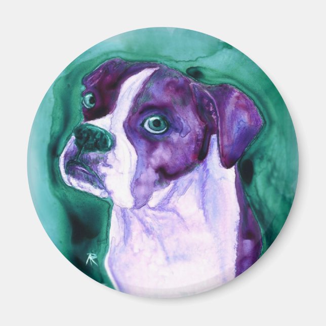 Boxer Hund Round Magnet - "Not Me" (Framsidan)