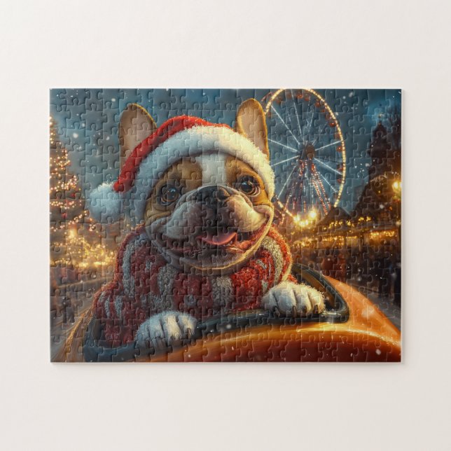 Boxer Hund Rulltrappa Jul Pussel (Horisontell)