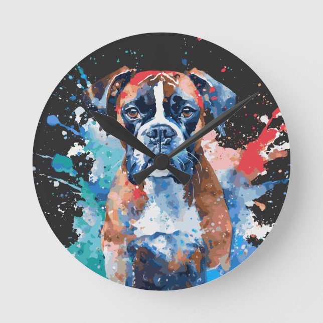 Boxer Hund Rund Klocka (Framsida)