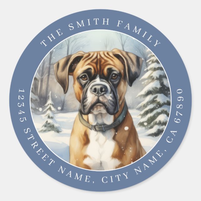 Boxer Hund Runda Klistermärken (Framsida)