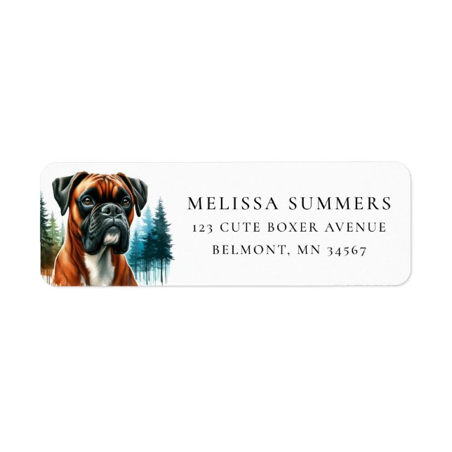 Boxer Hund Rustika Etikett för Returadress (Framsidan)
