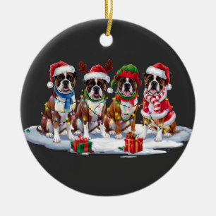 Boxer hund Santa Motlers elf jul ljus Julgransprydnad Keramik