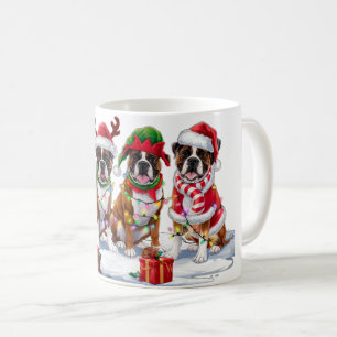 Boxer hund Santa Motlers elf jul ljus Kaffemugg