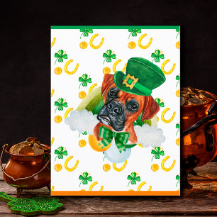 Boxer Hund Shamrock St. Patricks Day Helg Vykort
