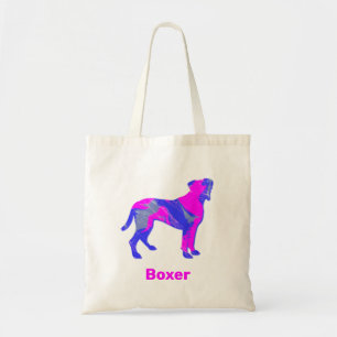 Boxer Hund Shock rosa och Blue Silhouette Tygkasse