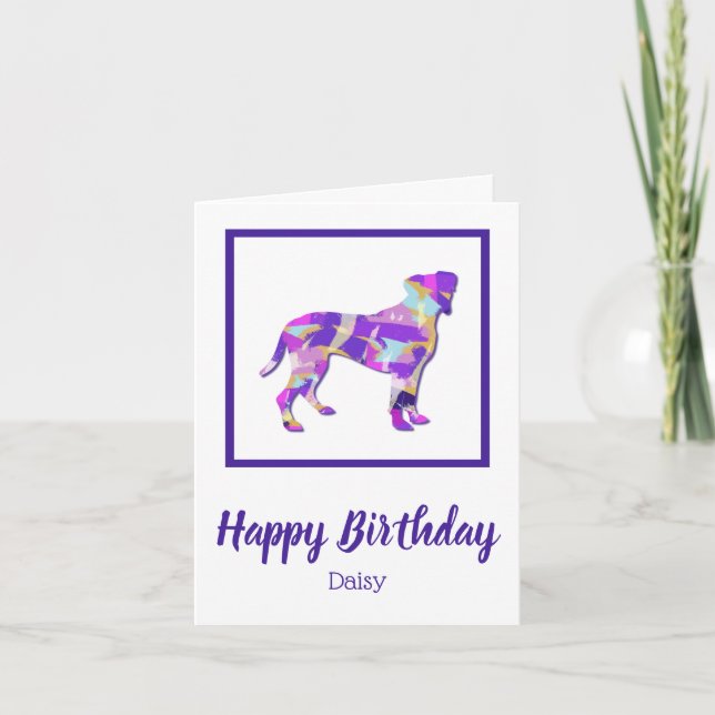 Boxer Hund Silhouette Cute PPY&B Birday Kort (Framsida)