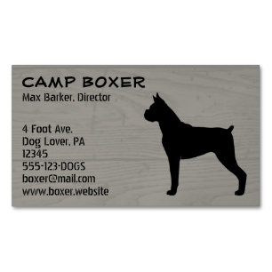 Boxer Hund Silhouette Faux Wood Stil Visitkortmagnet